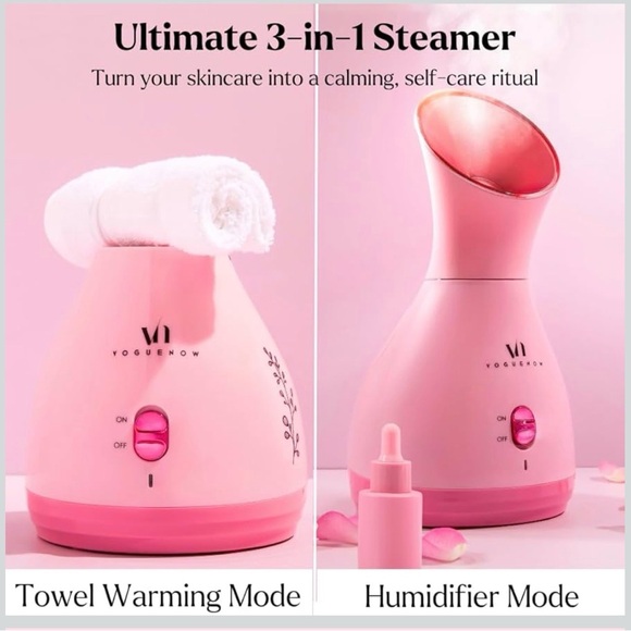 WOMANS SKIN CARE ROUTINE Pink Facial Steamer with Headband NEW main image 5